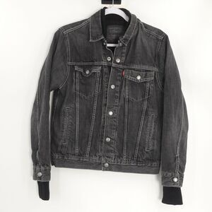 Levi's Black Stonewash Denim‎ Trucker Jacket Snap Kids Large L 57531
